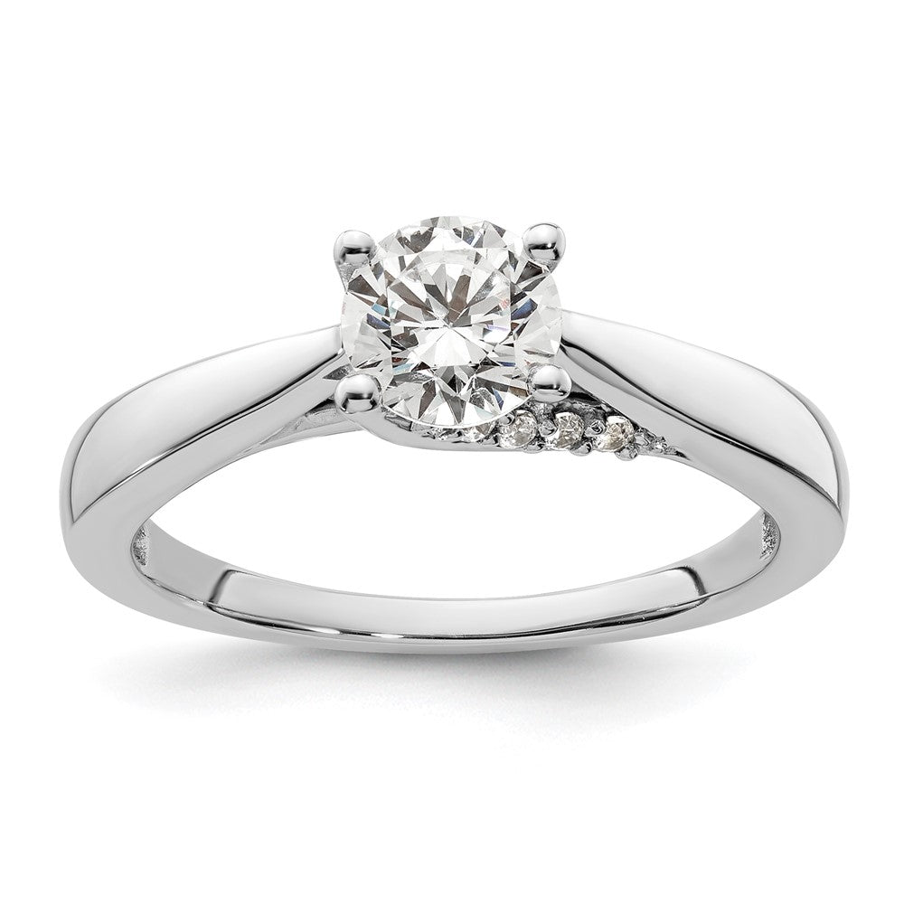 14k White Gold (Holds 3/4 carat () Round) 4-Prong with 1/15 carat Diamond Semi-Mount Engagement Ring