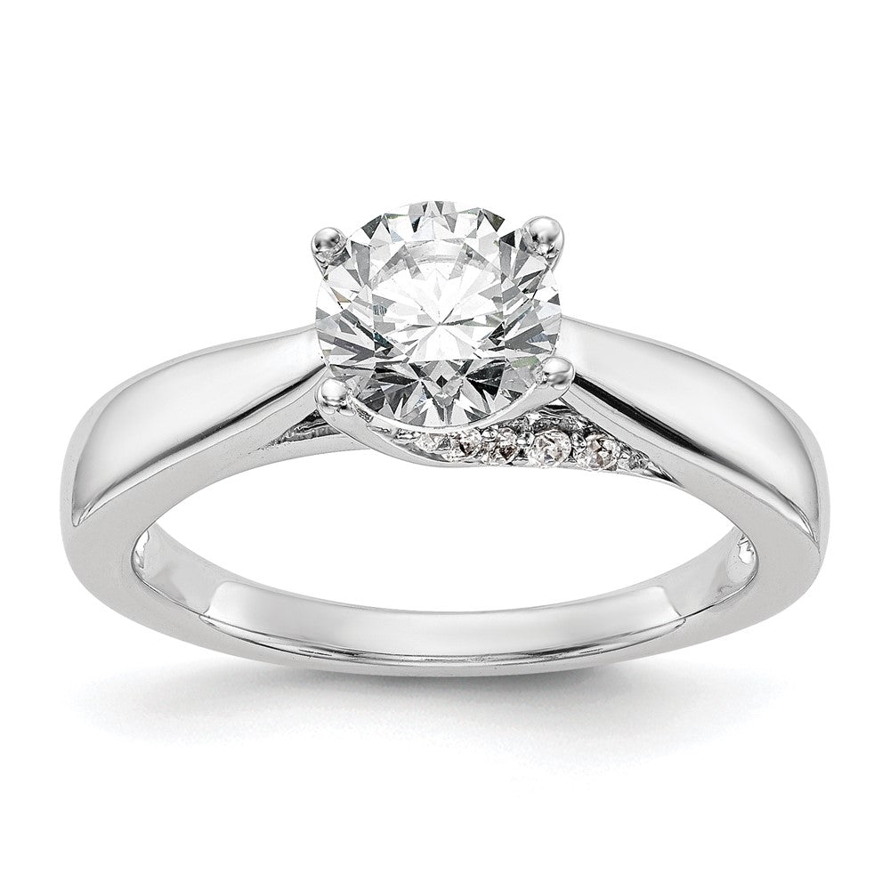 14k White Gold (Holds 1 carat () Round) 4-Prong with 1/15 carat Diamond Semi-Mount Engagement Ring