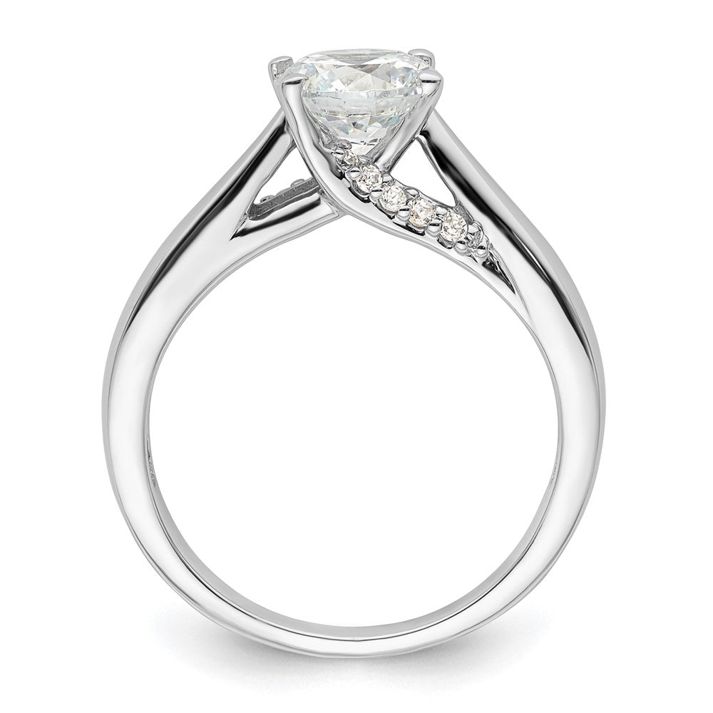 14k White Gold (Holds 1.25 carat () Round) 4-Prong with 1/15 carat Diamond Semi-Mount Engagement Ring