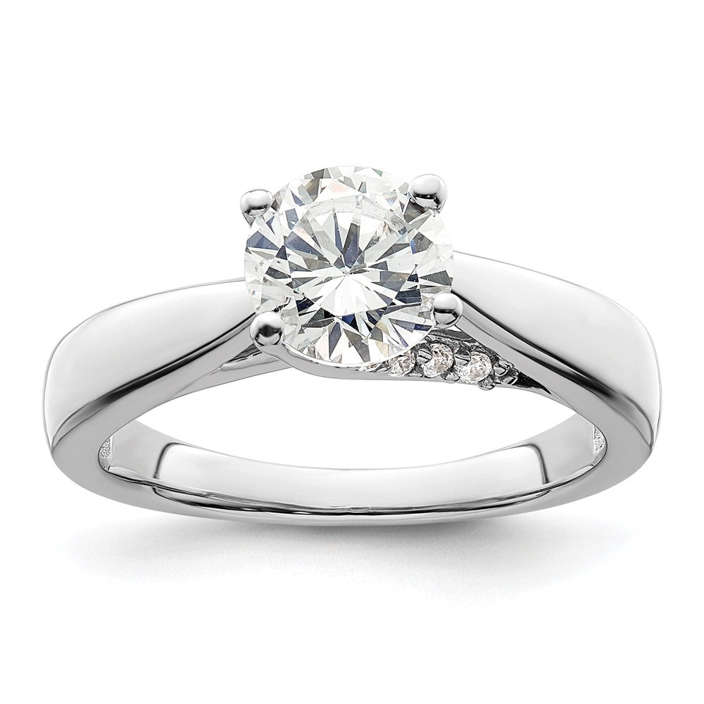 14k White Gold (Holds 1.25 carat () Round) 4-Prong with 1/15 carat Diamond Semi-Mount Engagement Ring