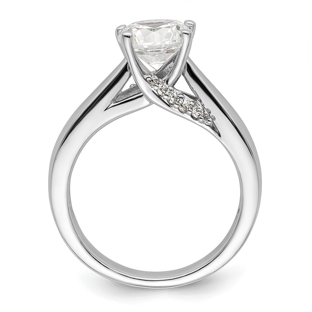 14k White Gold (Holds 1.5 carat () Round) 4-Prong with 1/15 carat Diamond Semi-Mount Engagement Ring