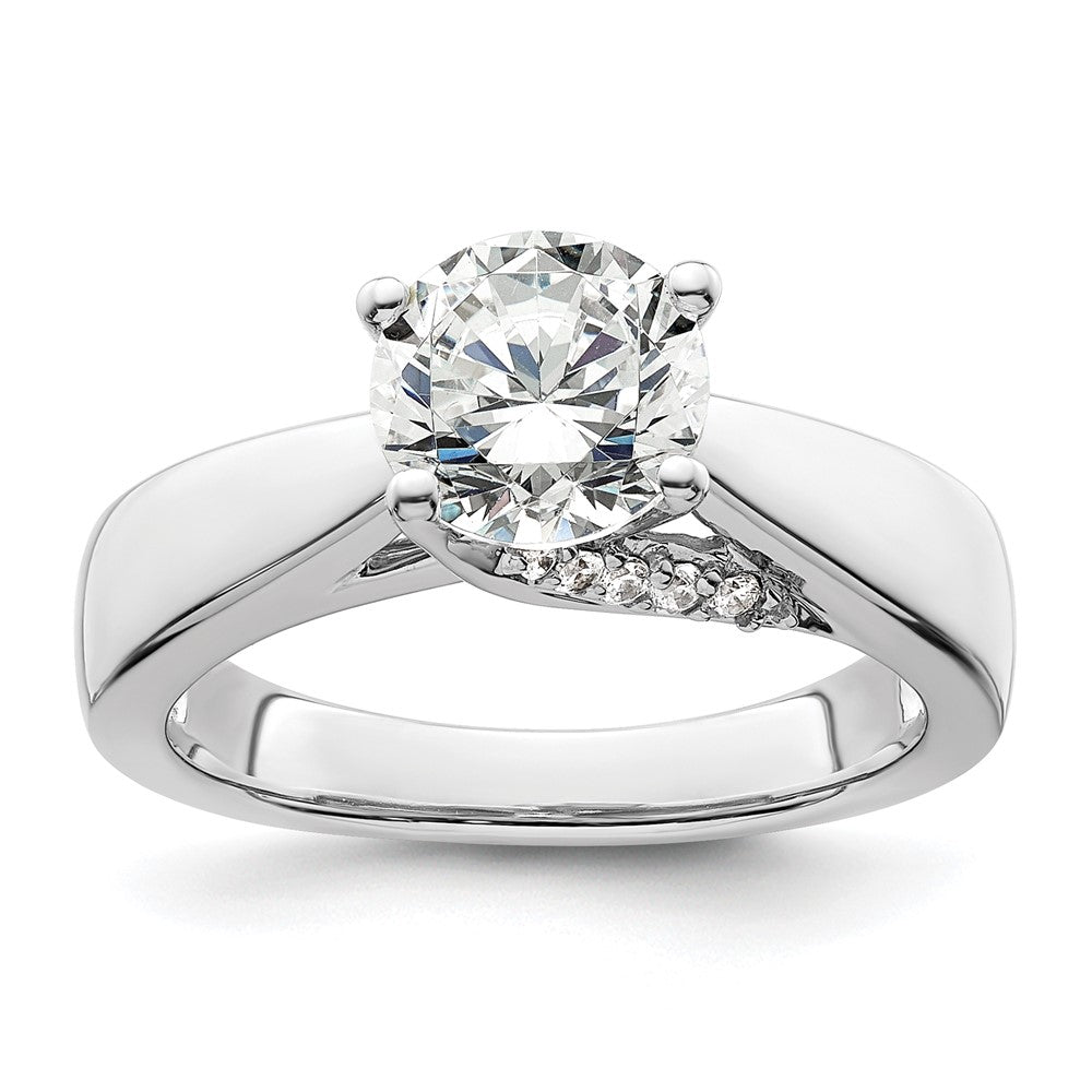 14k White Gold (Holds 1.5 carat () Round) 4-Prong with 1/15 carat Diamond Semi-Mount Engagement Ring