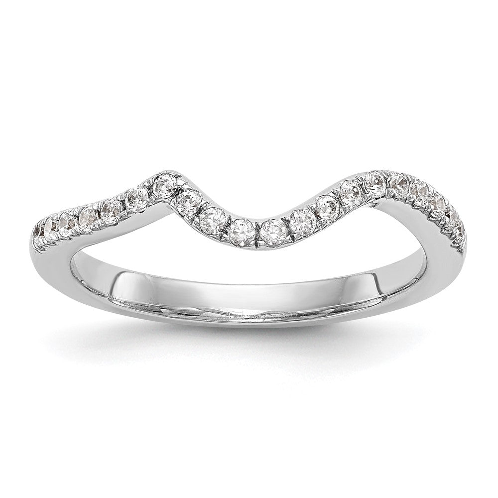 14k White Gold 1/5 carat Diamond Contoured Complete Wedding Band