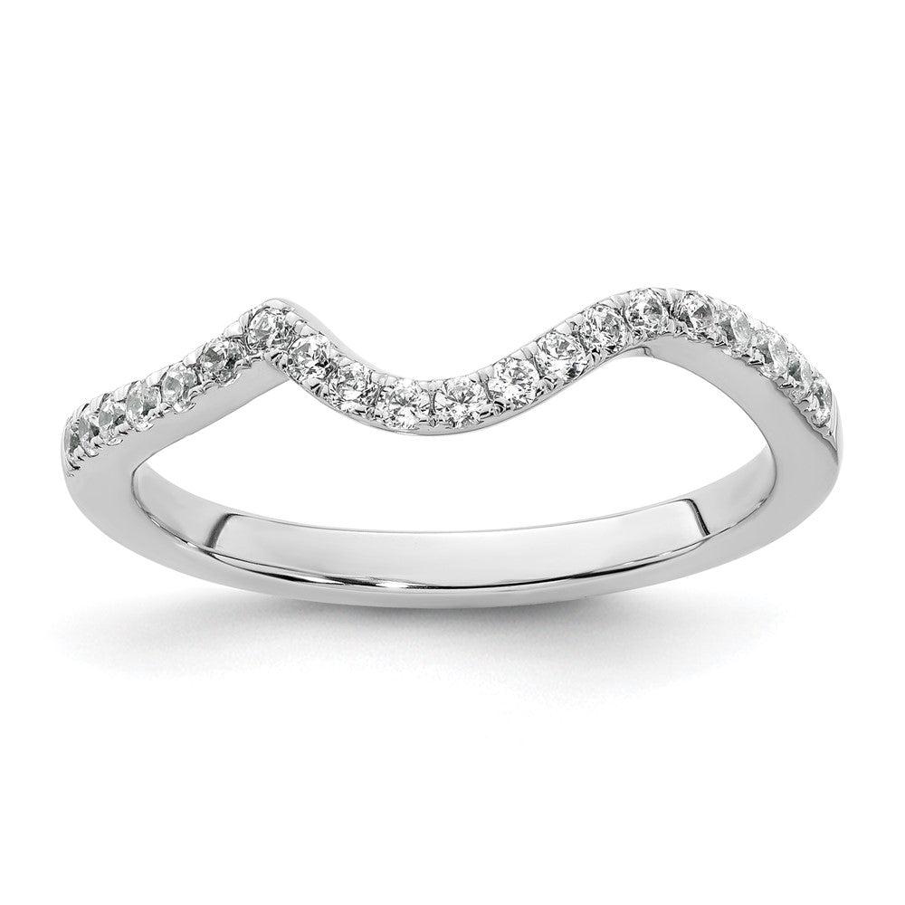 14k White Gold 1/4 carat Diamond Contoured Complete Wedding Band