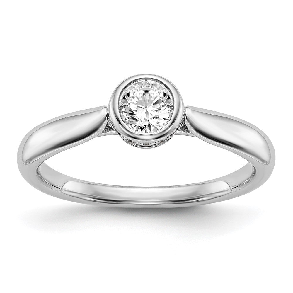 14kw Round Bezel Set Solitaire Diamond Semi-mount Engagement Ring