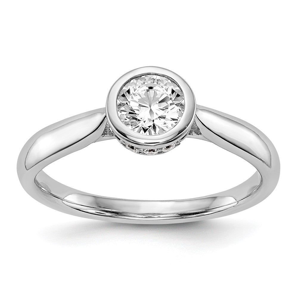 14kw Round Bezel Set Solitaire Diamond Semi-mount Engagement Ring