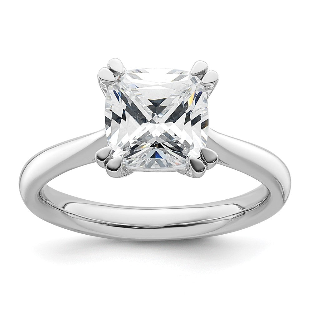 14kw 2.5ct G H I True Light Moissanite Cushion-cut Solitaire Eng. Rin