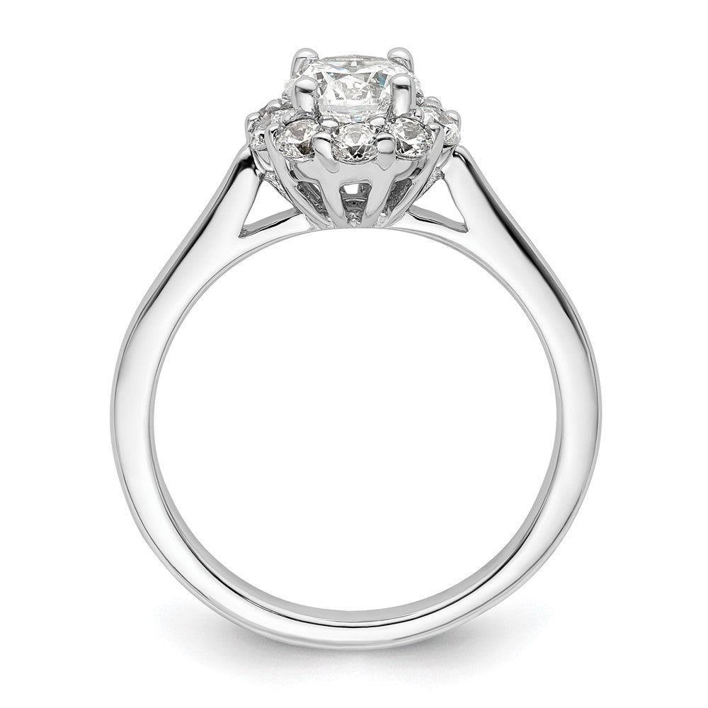 14k White Gold Halo (Holds 3/4 carat () Round Center ) 1/2 carat Diamond Semi-mount Engagement Ring