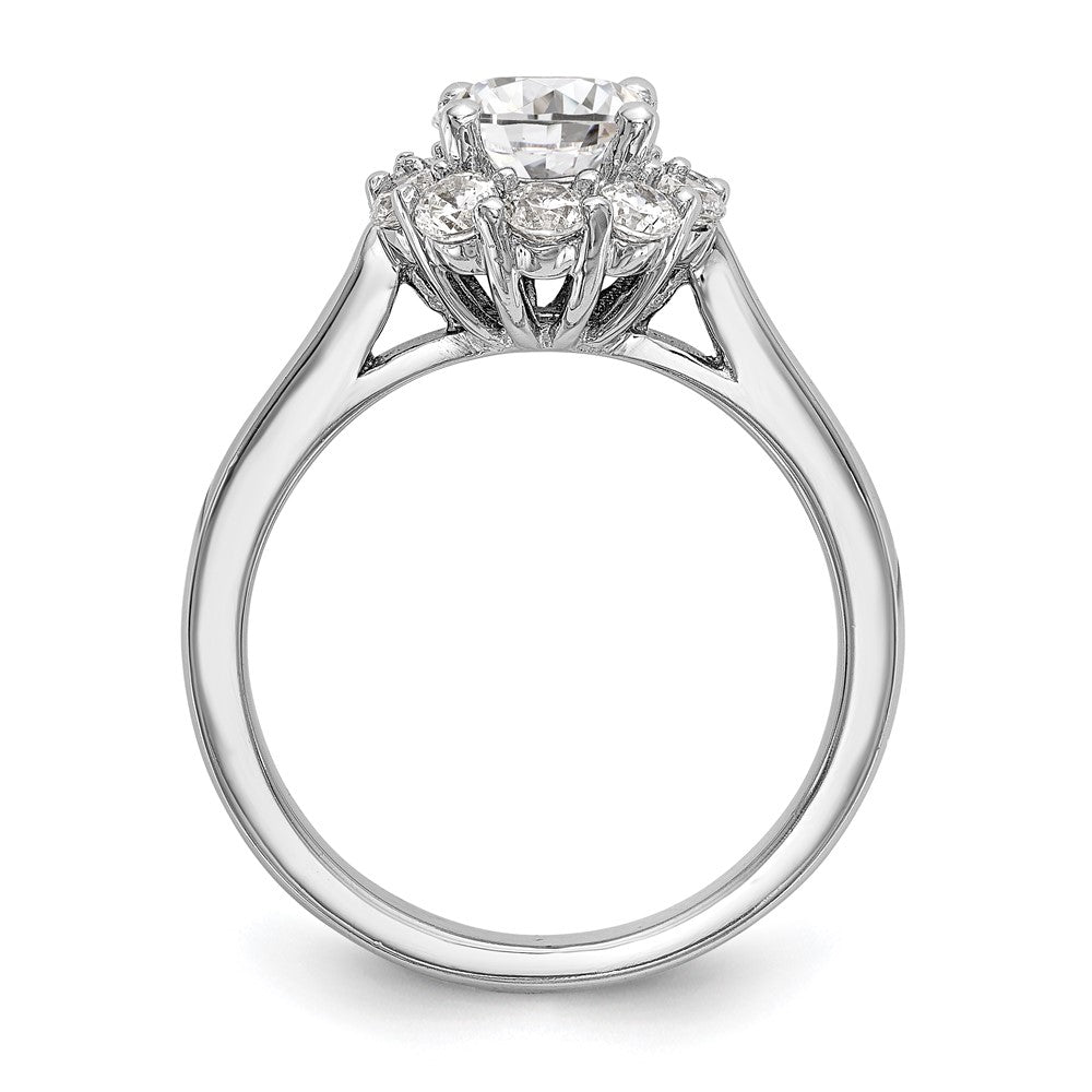 14k White Gold Halo (Holds 1 carat () Round Center ) 5/8 carat Diamond Semi-mount Engagement Ring