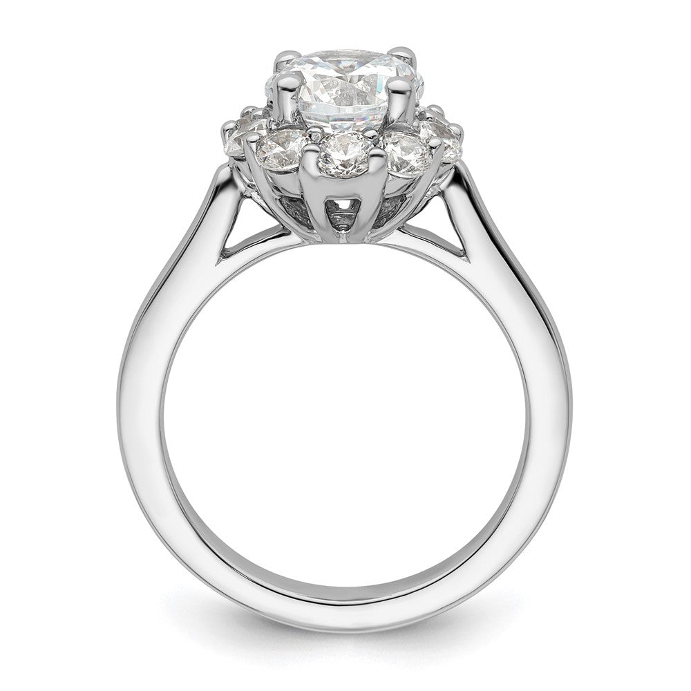 14k White Gold Halo (Holds 1.5 carat () Round Center ) 3/4 carat Diamond Semi-mount Engagement Ring