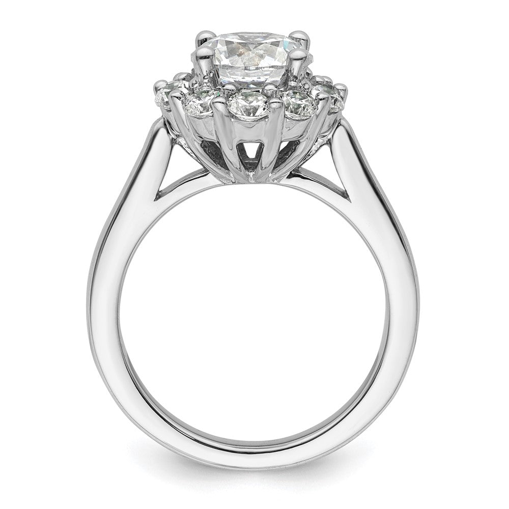 14k White Gold Halo (Holds 2 carat () Round Center ) 1 carat Diamond Semi-mount Engagement Ring