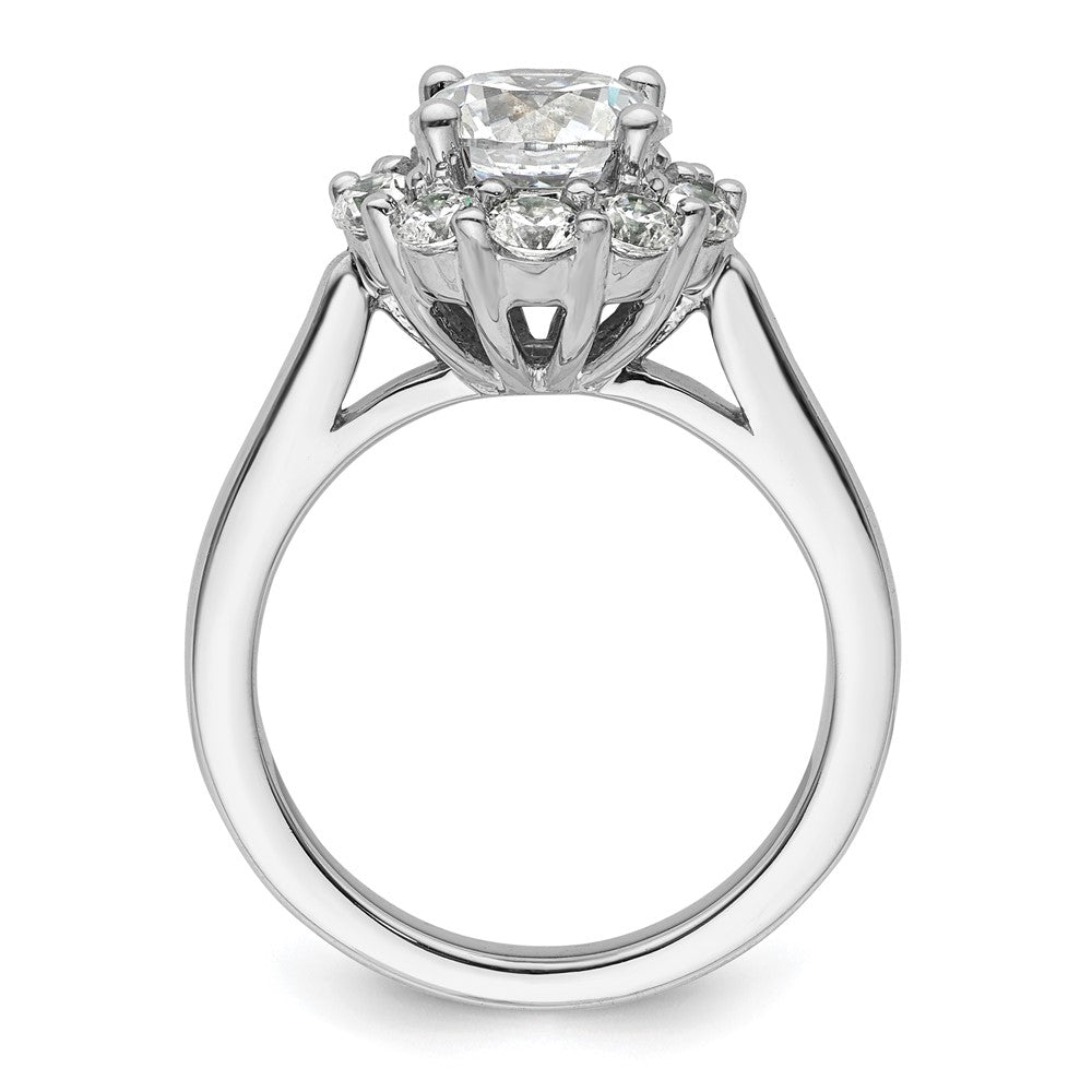 14k White Gold Halo (Holds 2 carat () Round Center ) 1 carat Diamond Semi-mount Engagement Ring