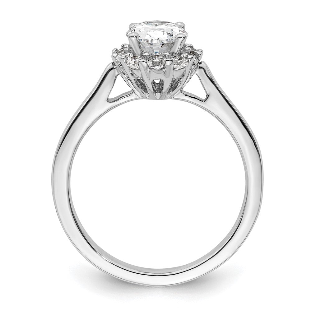 14k White Gold Halo (Holds 3/4 carat (7.5x) Oval Center) 3/8 carat Diamond Semi-mount Engagement Ring