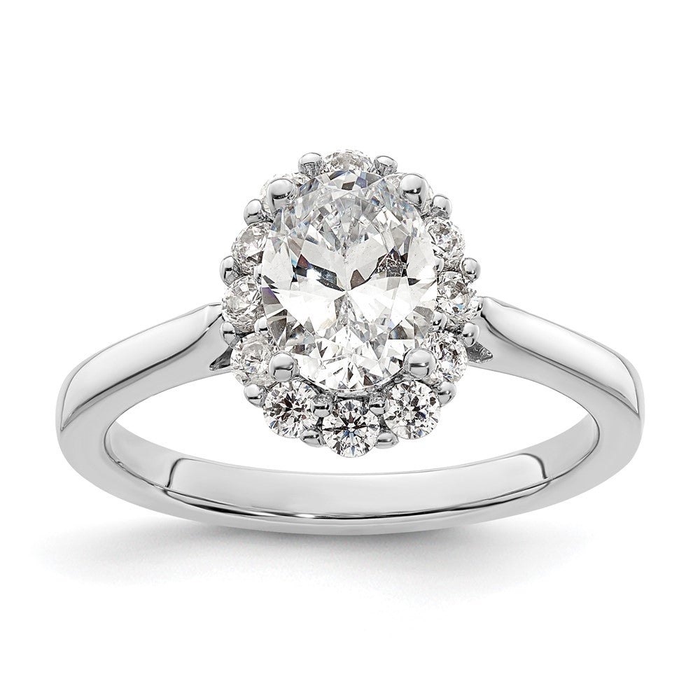 14k White Gold Halo (Holds 3/4 carat (7.5x) Oval Center) 3/8 carat Diamond Semi-mount Engagement Ring