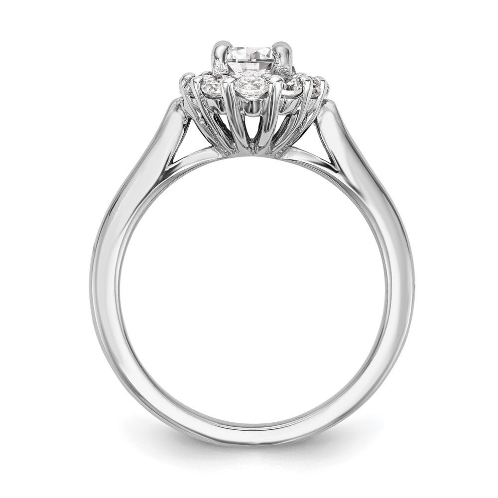 14k White Gold Halo (Holds 1 carat (8.0x) Oval Center) 1/2 carat Diamond Semi-mount Engagement Ring