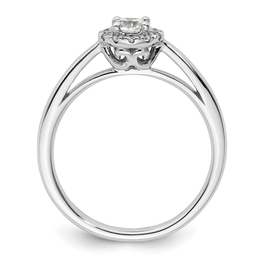 14k White Gold Halo (Holds 1/4 carat () Round Center) 1/8 carat Diamond Semi-mount Engagement Ring