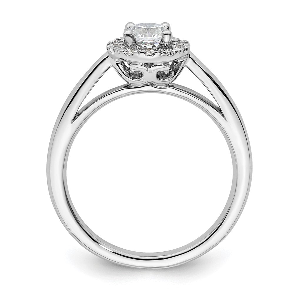 14k White Gold Halo (Holds 1/3 carat () Round Center) 1/8 carat Diamond Semi-mount Engagement Ring