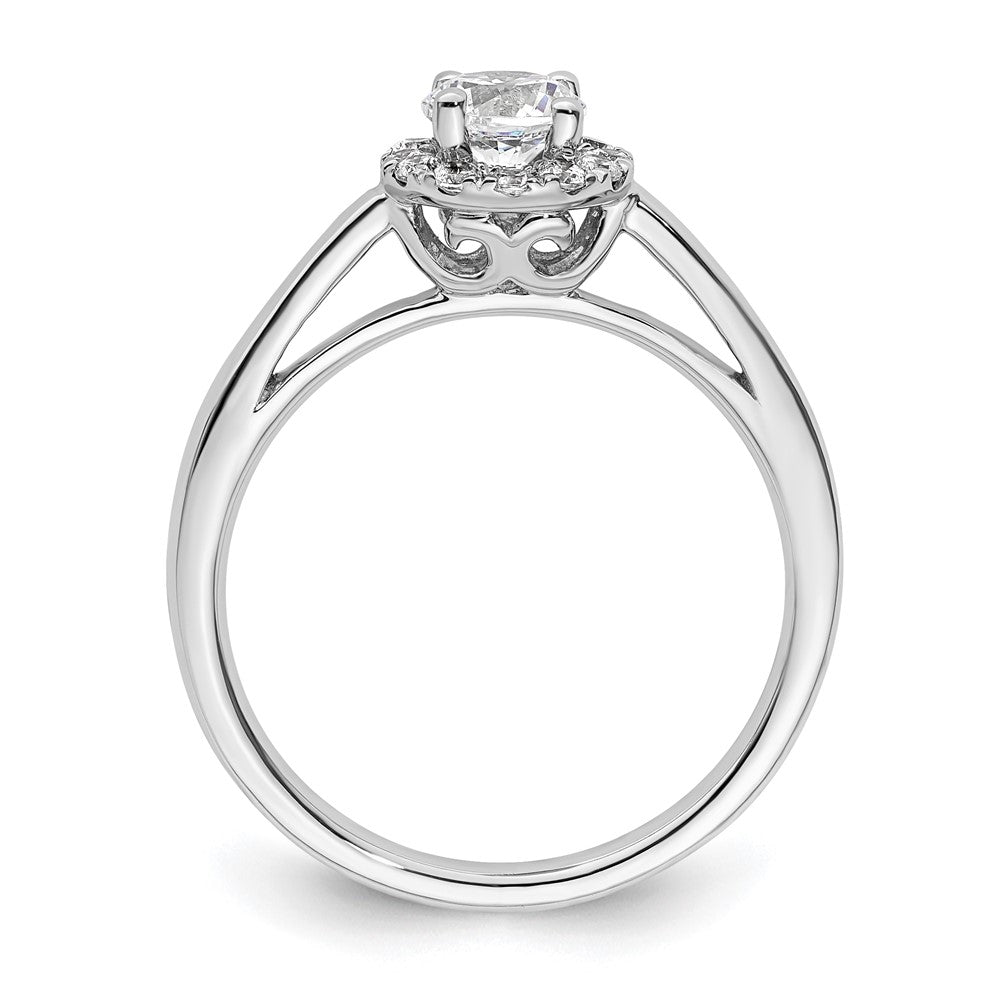 14k White Gold Halo (Holds 1/2 carat () Round Center) 1/5 carat Diamond Semi-mount Engagement Ring