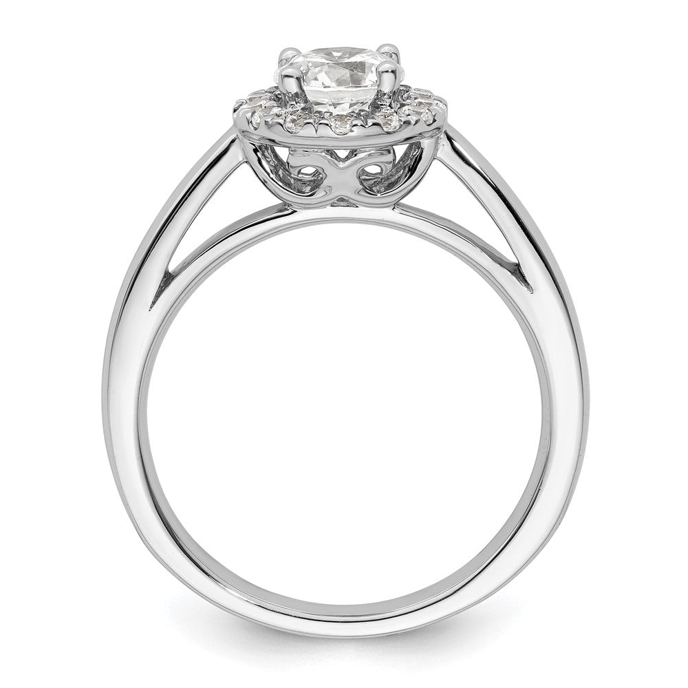 14k White Gold Halo (Holds 3/4 carat () Round Center) 1/4 carat Diamond Semi-mount Engagement Ring