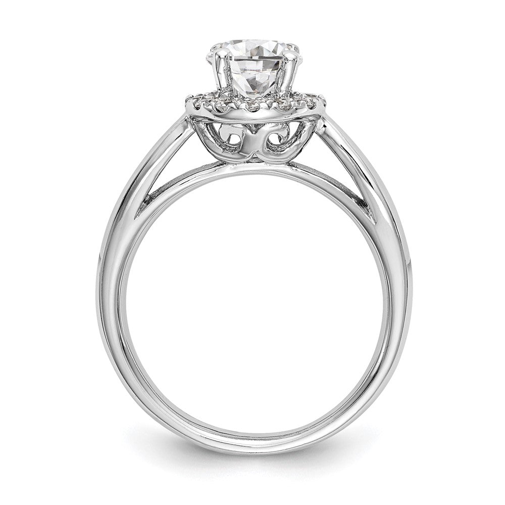 14k White Gold Halo (Holds 1 carat () Round Center) 1/3 carat Diamond Semi-mount Engagement Ring