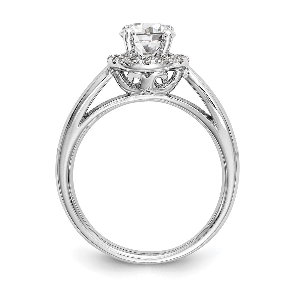 14k White Gold Halo (Holds 1 carat () Round Center) 1/3 carat Diamond Semi-mount Engagement Ring