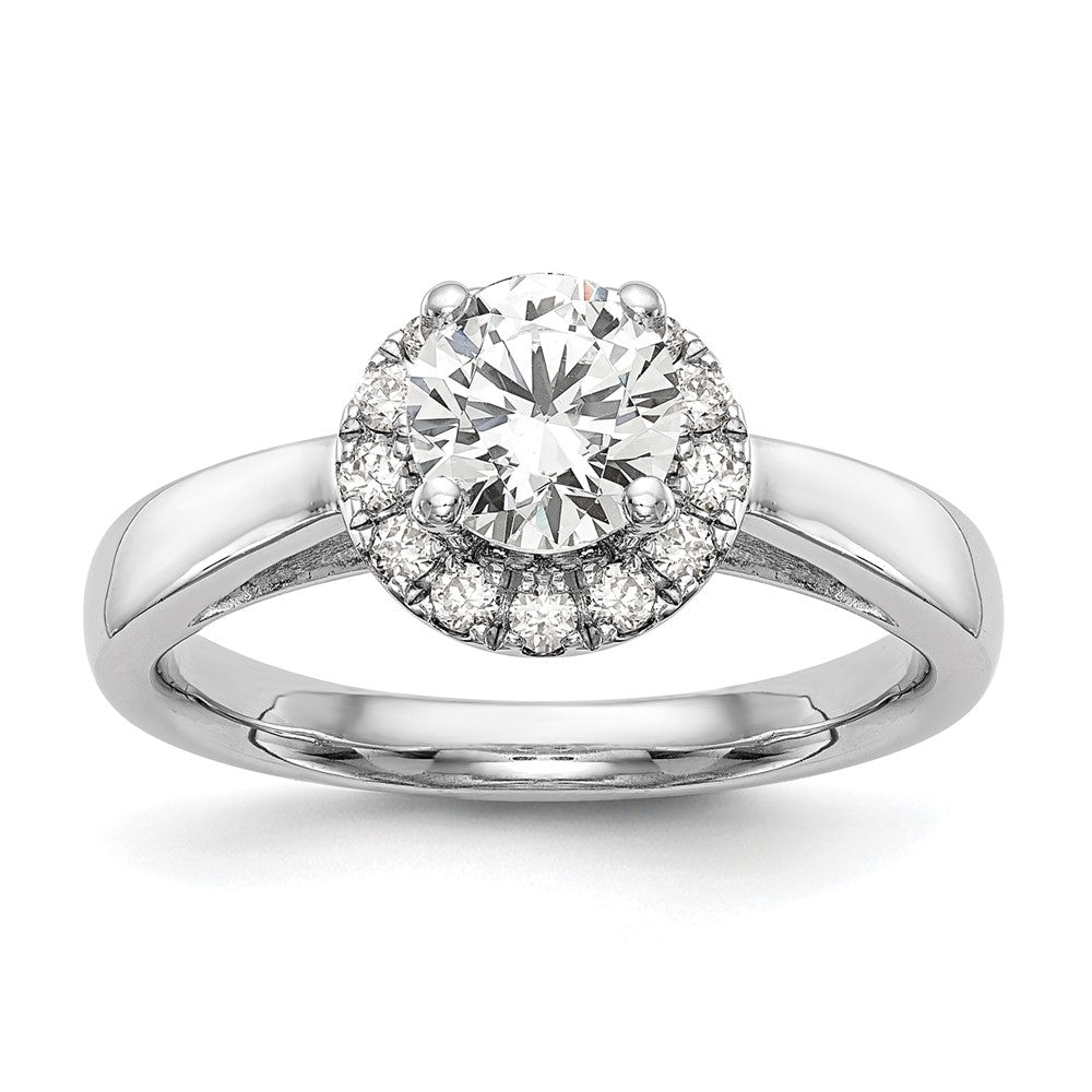 14k White Gold Halo (Holds 1 carat () Round Center) 1/3 carat Diamond Semi-mount Engagement Ring