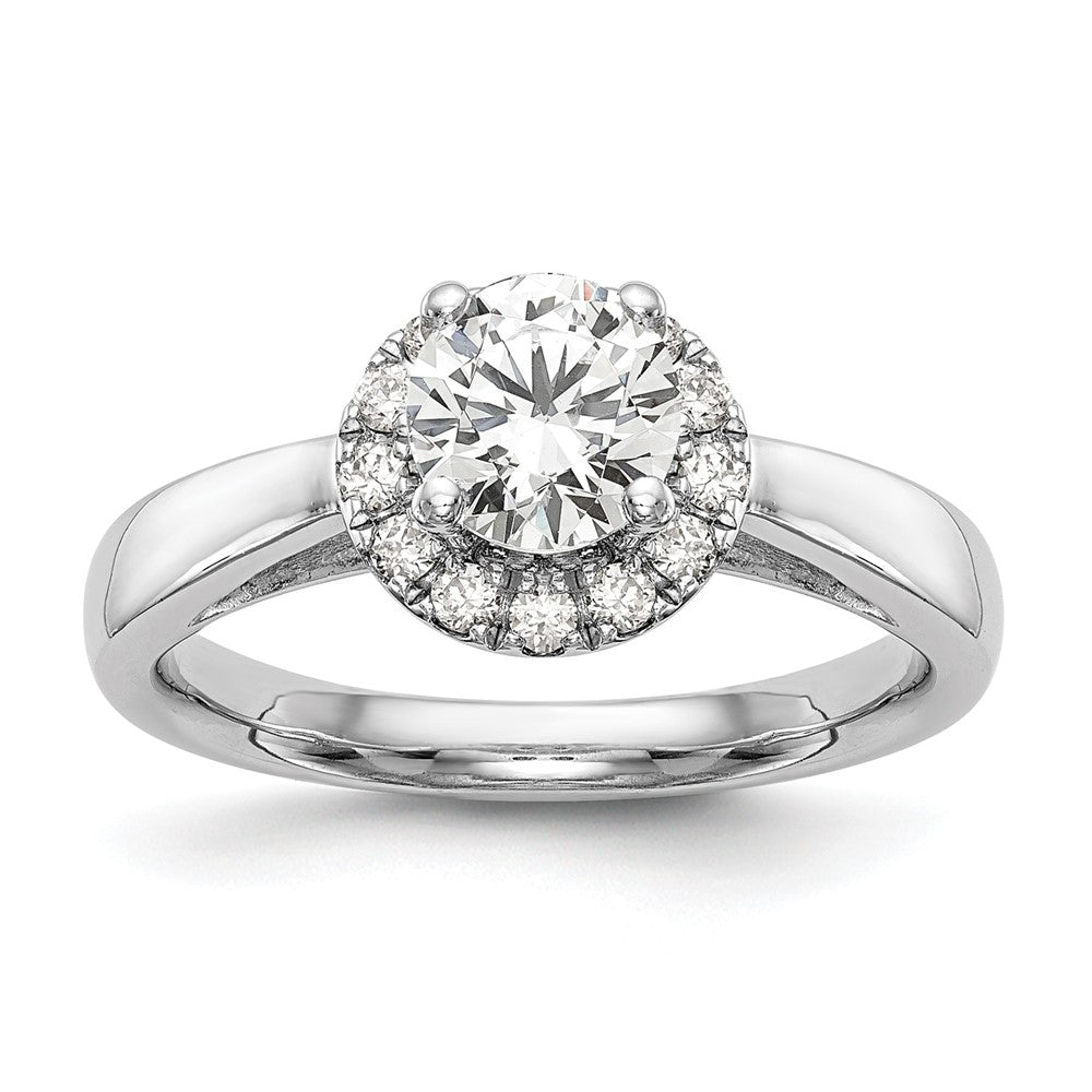 14k White Gold Halo (Holds 1 carat () Round Center) 1/3 carat Diamond Semi-mount Engagement Ring