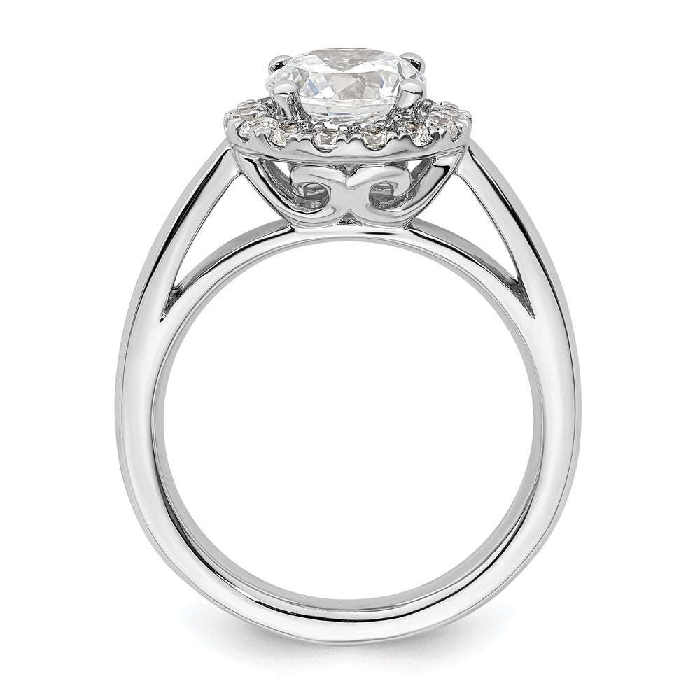 14k White Gold Halo (Holds 1.5 carat () Round Center) 3/8 carat Diamond Semi-mount Engagement Ring