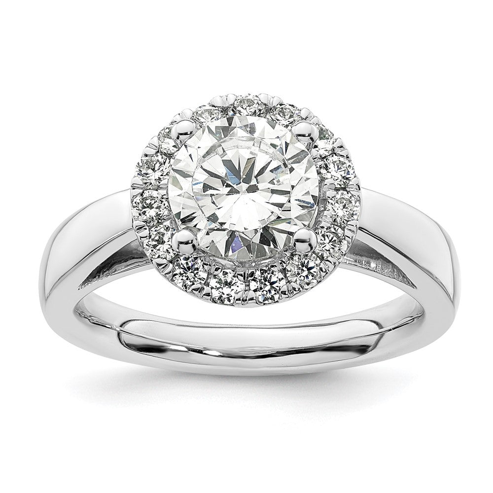 14k White Gold Halo (Holds 1.5 carat () Round Center) 3/8 carat Diamond Semi-mount Engagement Ring