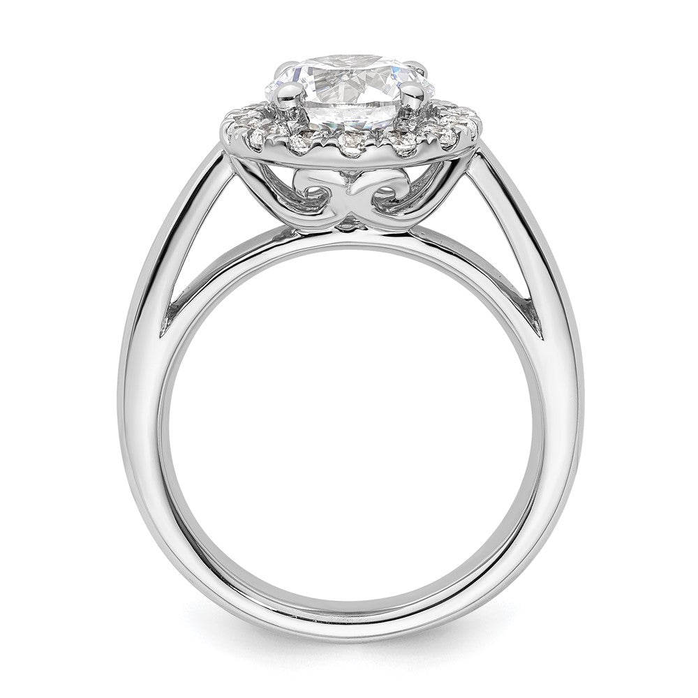 14k White Gold Halo (Holds 2 carat () Round Center) 1/2 carat Diamond Semi-mount Engagement Ring