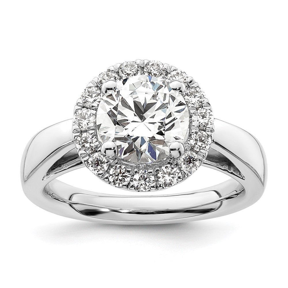 14k White Gold Halo (Holds 2 carat () Round Center) 1/2 carat Diamond Semi-mount Engagement Ring