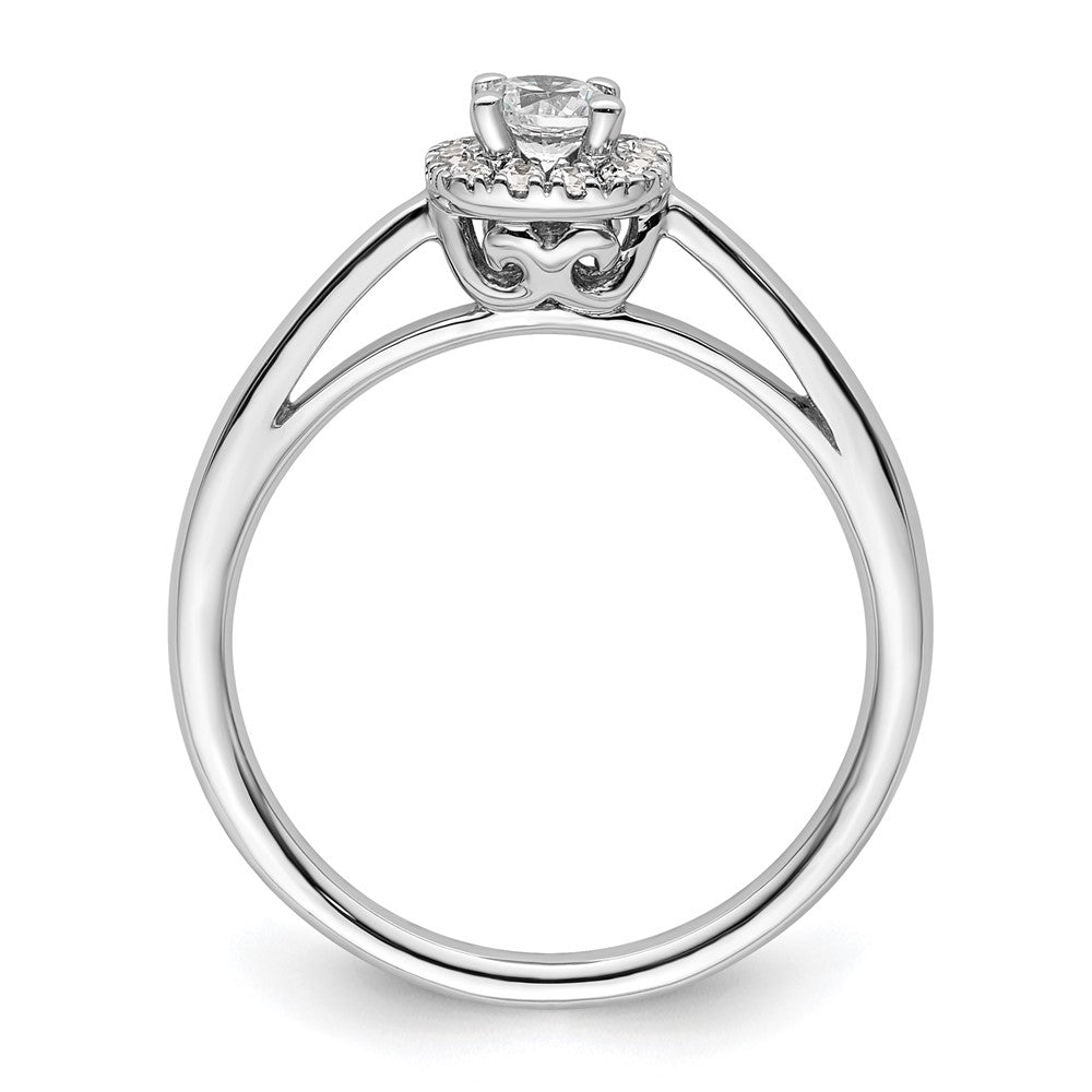 14k White Gold Halo (Holds 1/5 carat () Round Center) 1/8 carat Diamond Semi-mount Engagement Ring