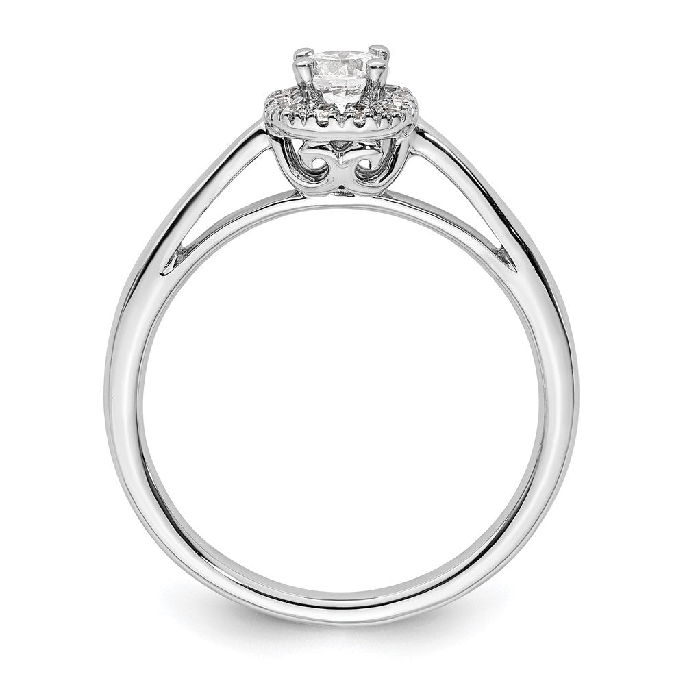 14k White Gold Halo (Holds 1/4 carat () Round Center) 1/8 carat Diamond Semi-mount Engagement Ring