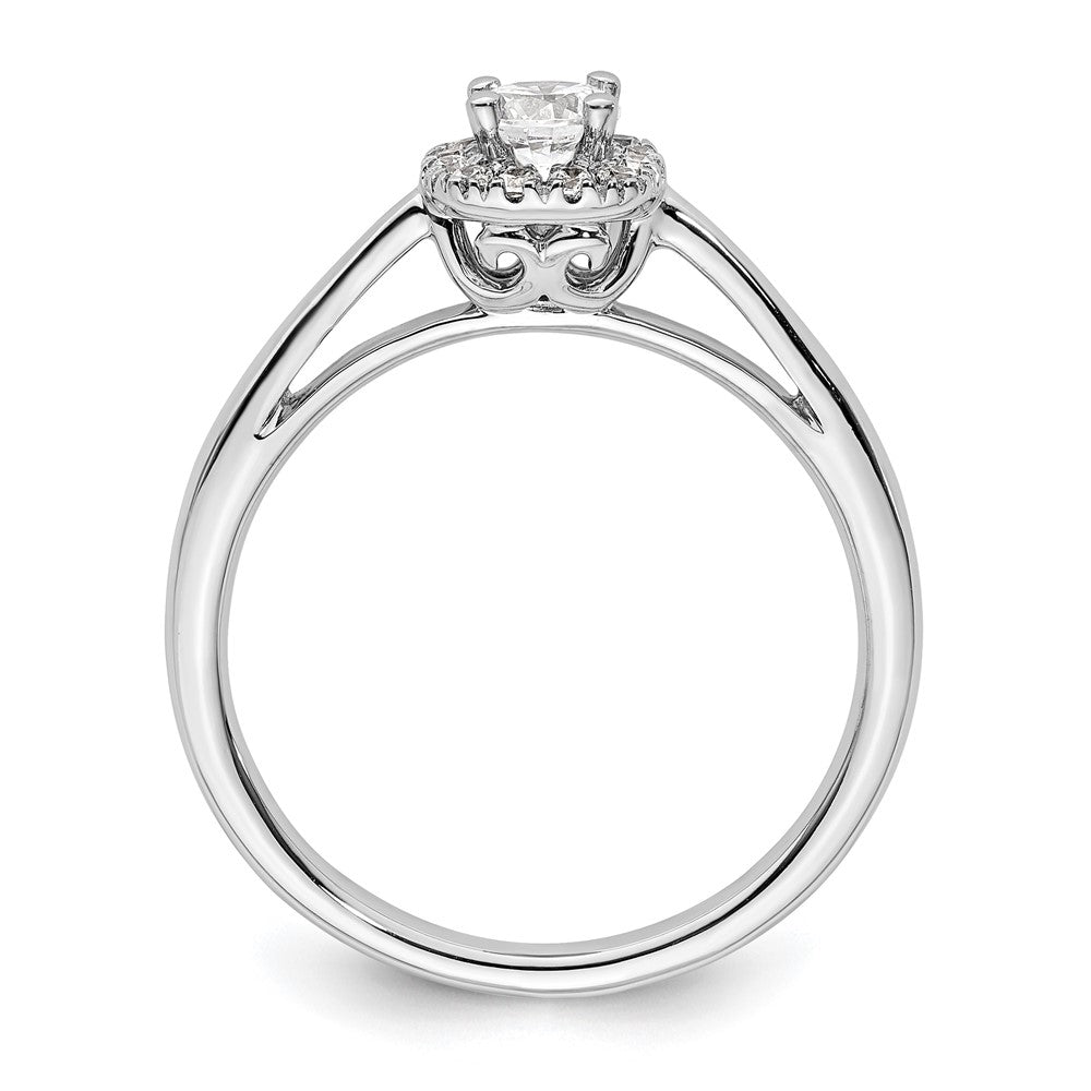 14k White Gold Halo (Holds 1/4 carat () Round Center) 1/8 carat Diamond Semi-mount Engagement Ring