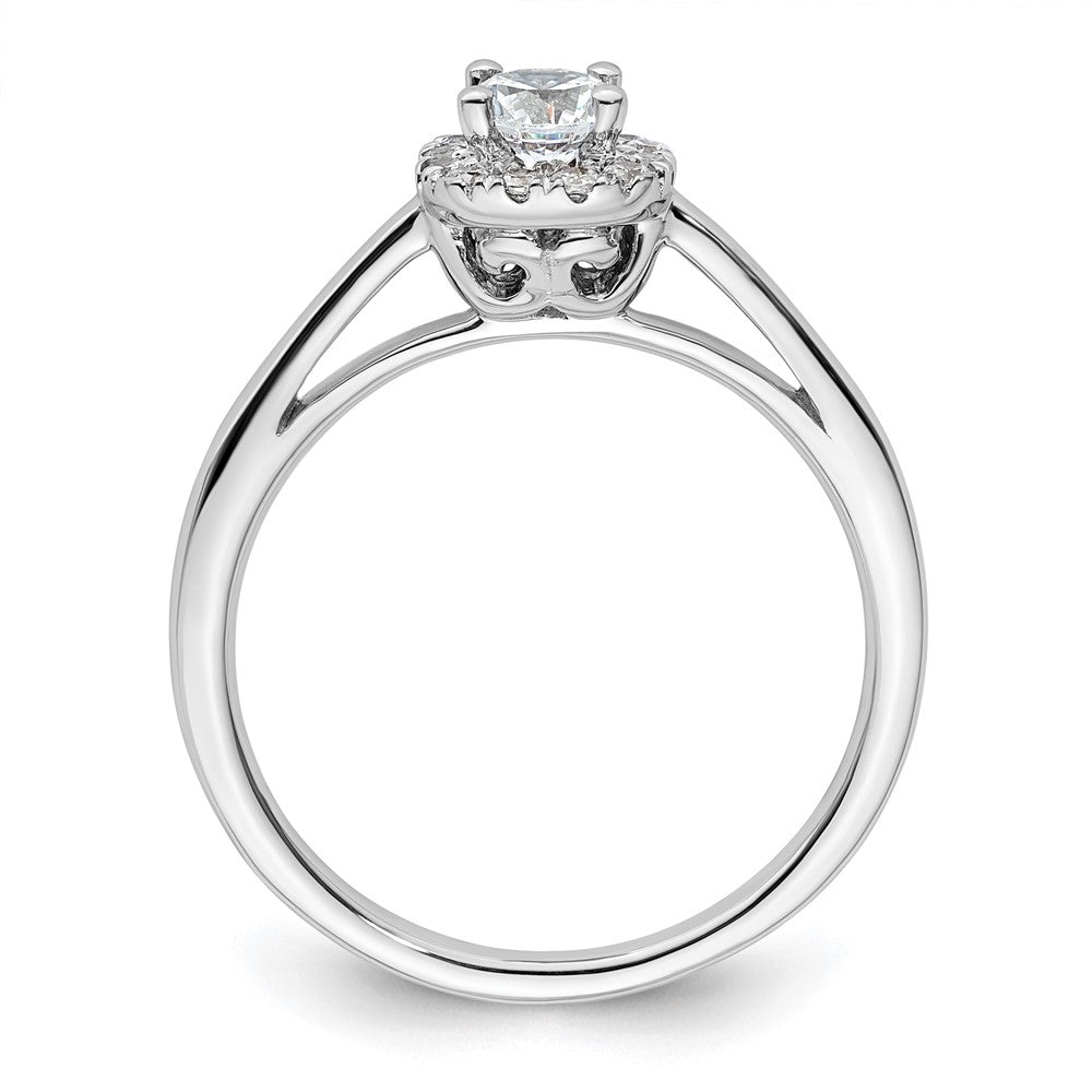 14k White Gold Halo (Holds 3/8 carat () Round Center) 1/8 carat Diamond Semi-mount Engagement Ring