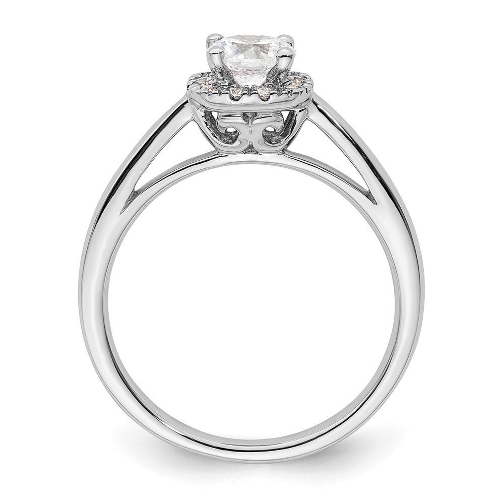 14k White Gold Halo (Holds 1/2 carat () Round Center) 1/8 carat Diamond Semi-mount Engagement Ring