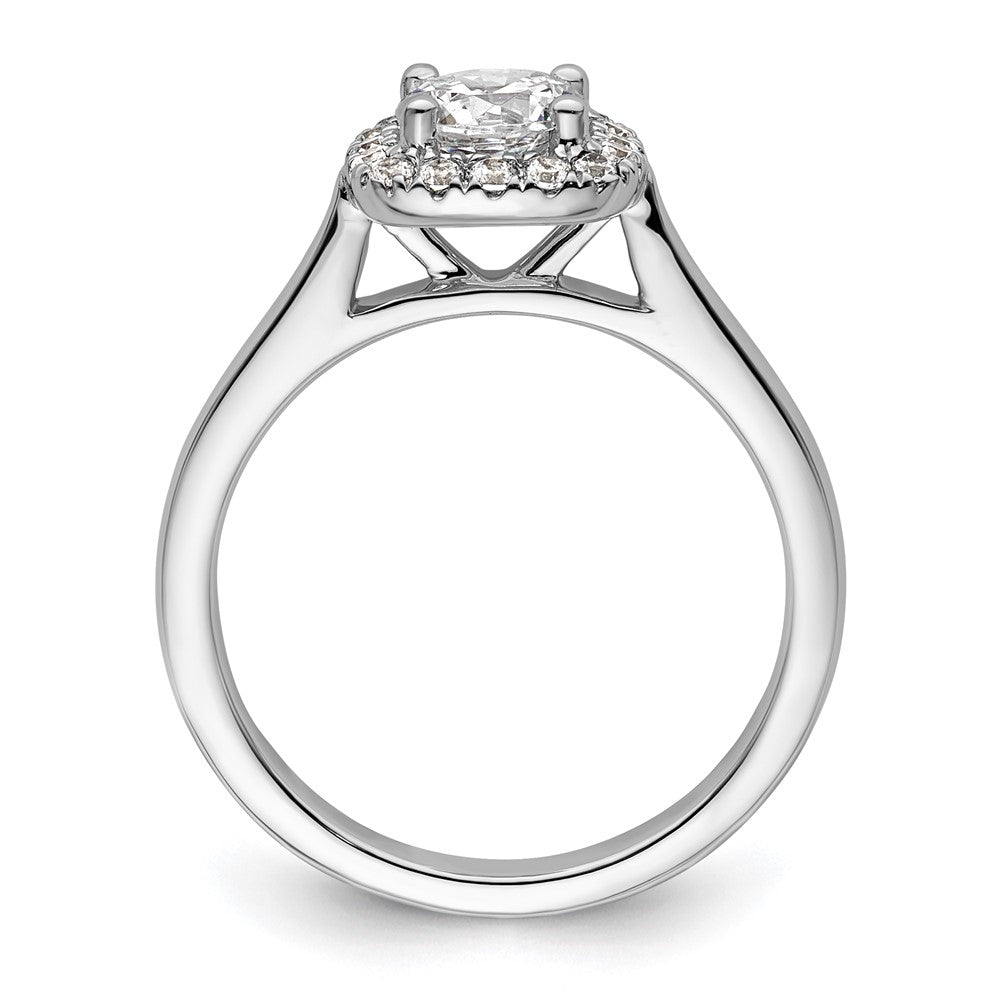 14k White Gold Halo (Holds 3/4 carat () Round Center) 1/5 carat Diamond Semi-mount Engagement Ring