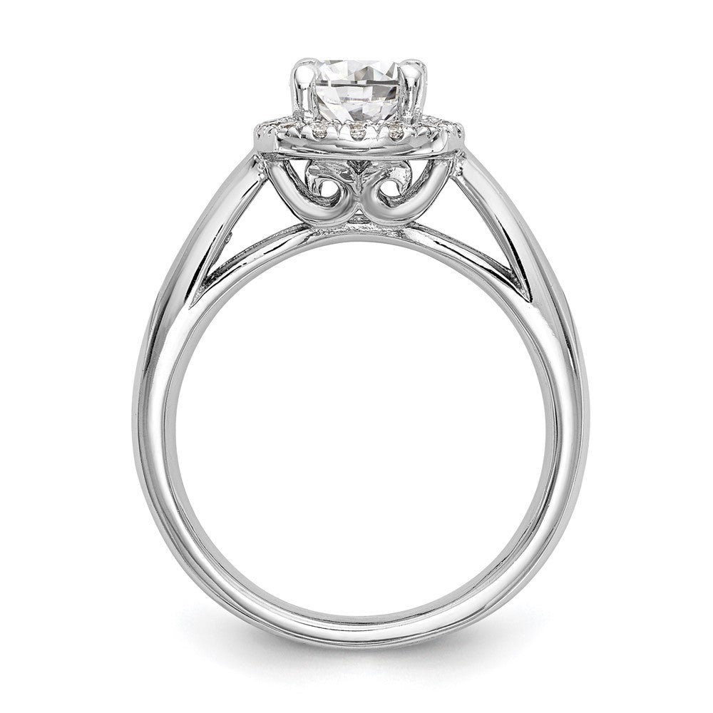 14k White Gold Halo (Holds 1 carat () Round Center) 1/4 carat Diamond Semi-mount Engagement Ring