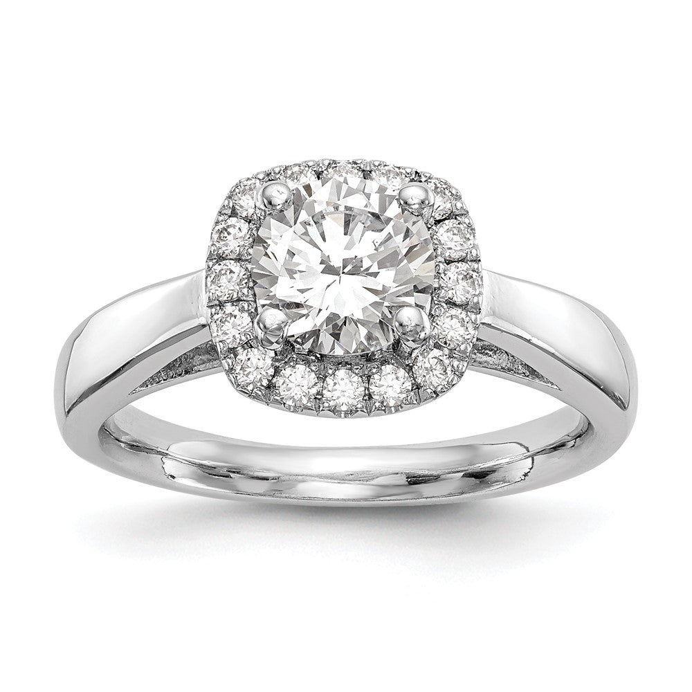 14k White Gold Halo (Holds 1 carat () Round Center) 1/4 carat Diamond Semi-mount Engagement Ring