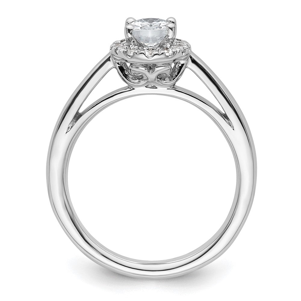 14k White Gold Halo (Holds 1/2 carat (6.5x) Oval Center) 1/5 carat Diamond Semi-mount Engagement Ring