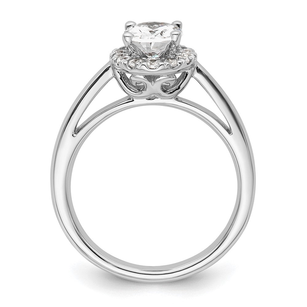 14k White Gold Halo (Holds 3/4 carat (7.5x) Oval Center) 1/4 carat Diamond Semi-mount Engagement Ring