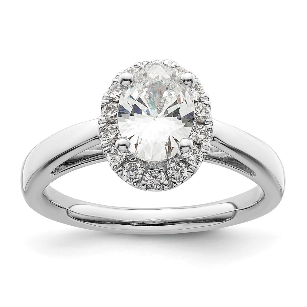 14k White Gold Halo (Holds 3/4 carat (7.5x) Oval Center) 1/4 carat Diamond Semi-mount Engagement Ring