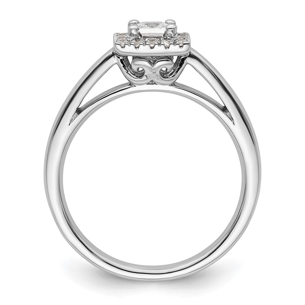 14k White Gold Halo (Holds 1/3 carat () Princess Center) 1/6 carat Diamond Semi-mount Engagement Ring