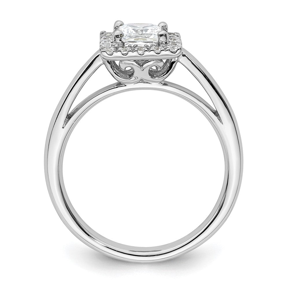 14k White Gold Halo (Holds 3/4 carat () Princess Center) 1/4 carat Diamond Semi-mount Engagement Ring