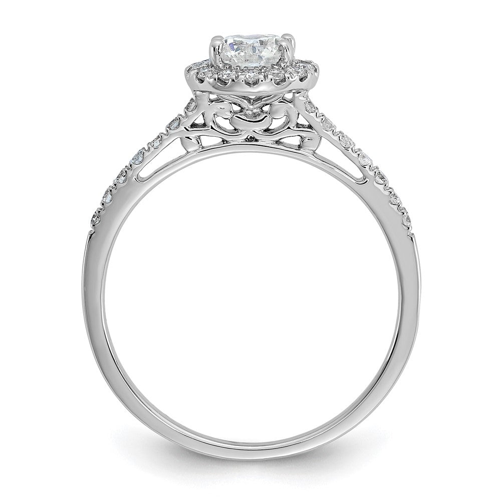 14k White Gold Halo (Holds 1/2 carat () Round Center) 1/4 carat Diamond Semi-mount Engagement Ring