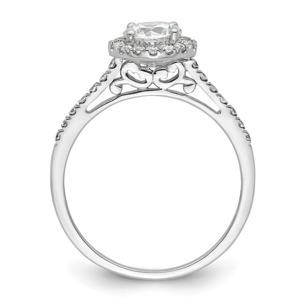 14k White Gold Halo (Holds 3/4 carat () Round Center) 1/4 carat Diamond Semi-mount Engagement Ring