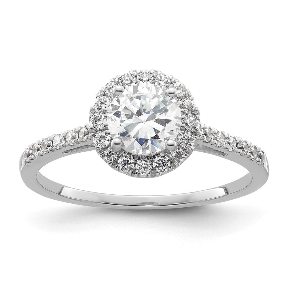 14k White Gold Halo (Holds 3/4 carat () Round Center) 1/4 carat Diamond Semi-mount Engagement Ring