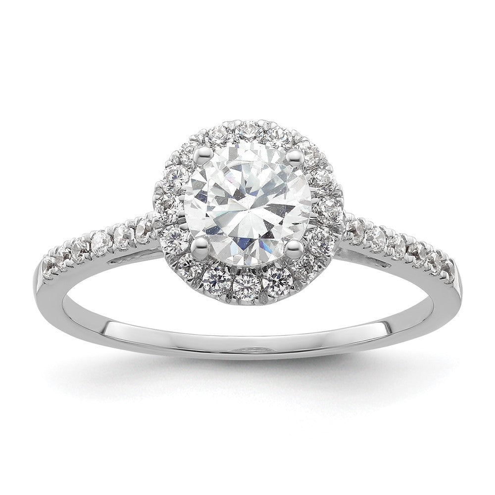14k White Gold Halo (Holds 3/4 carat () Round Center) 1/4 carat Diamond Semi-mount Engagement Ring