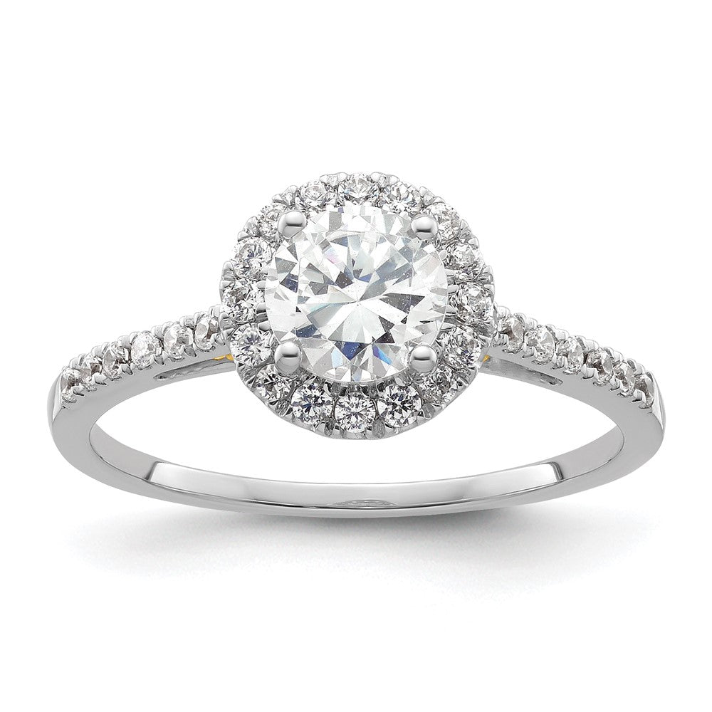 14k Two-tone Halo (Holds 3/4 carat () Round Center) 1/4 carat Diamond Semi-mount Engagement Ring