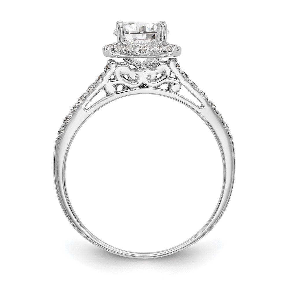 14k White Gold Halo (Holds 1 carat () Round Center) 1/4 carat Diamond Semi-mount Engagement Ring